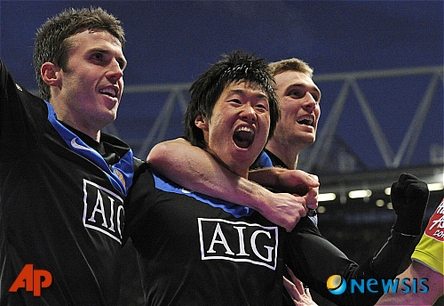 [런던=AP/뉴시스] 박지성은 2002년 한일월드컵 4강으로 병역 혜택을 받았다. 2010.01.31.