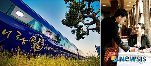 【대전=뉴시스】박희송 기자 = 코레일관광개발은 레일크루즈 '해랑'이 지난해 일본 도쿄에서 열린 'JATA세계여행박람회 2010'에서 '2010 올해의 최고여행(Tour of the Year)'의 해외 패키지여행부문 대상을 차지하는 등 대한민국 최고의 고품격 서비스를 제공하는 호텔식 열차여행 상품으로 각광받고 있다고 4일 밝혔다. 사진은 해랑 외부(왼쪽) 모습과 내부. (사진=코레일관광개발 제공)&nbsp; photo@newsis.com&nbsp; 