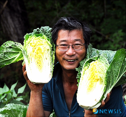 【영월=뉴시스】고명진 영월미디어박물관장이 귀촌 후 직접 재배, 수확한 배추 포기를 들고 미소 짓고 있다.&nbsp;&nbsp;&nbsp;&nbsp;&nbsp;&nbsp;&nbsp;&nbsp;&nbsp;&nbsp;&nbsp; (사진=영월미디어박물관 제공)&nbsp;&nbsp;&nbsp;&nbsp;&nbsp;&nbsp;&nbsp;&nbsp;&nbsp;&nbsp;&nbsp;&nbsp;&nbsp;&nbsp;&nbsp;&nbsp;&nbsp;&nbsp;&nbsp;&nbsp;&nbsp;&nbsp;&nbsp;&nbsp;&nbsp;&nbsp;&nbsp;&nbsp;&nbsp;&nbsp;&nbsp; photo@newsis.com