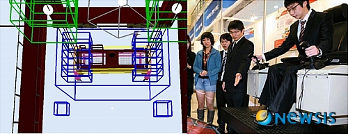 【부산=뉴시스】강재순 기자 = 동명대가 산학협력으로 크레인 시뮬레이터 분야 기술 개발에 성공, 관련 업계 등이 해당 로열티와 교육훈련비용 등을 크게 절감, 1일 항만에 접안한 선박에 컨테이너를 싣거나 그 선박에서 컨테인를 내리는 안벽 크레인 시연을 하고있다. (사진=동명대 제공)&nbsp; kjs0105@newsis.com