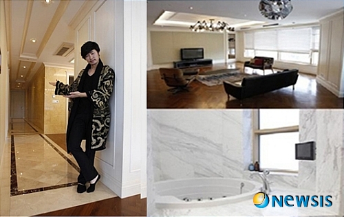 【서울=뉴시스】백영미 기자 = 의류 쇼핑몰 사업으로 성공한 개그맨 김주현(29)이 330㎡(약 100평)가 넘는 집을 공개했다.&nbsp; 김주현은 최근 부인 이유경(27)씨의 홈페이지에 창밖으로 서울 남산이 내려다 보이는 주상복합 아파트사진을 여러장 선보였다. 넓고 모던한 거실, 고급스러운 인테리어, 스파 등을 갖추고 있다. 인테리어 비용만 2억원 가량이 들어간 것으로 알려졌다.&nbsp; 김주현은 "신혼집을 옥탑방에서 시작했지만 쇼핑몰이 성공하면서 100평대 럭셔리 하우스에 살게됐다"며 "옥탑방에 둘이 살 때도 무척 행복했고 지금도 똑같이 행복하다"고 전했다.&nbsp; 김주현은 2003년 SBS TV '웃찾사'의 '비둘기합창단' 코너에 '딱딱이'로 등장하면서 얼굴을 알렸다. 이후 교통사고로 1년반 동안 병원 신세를 지기도 했다.&nbsp; 당시 자신을 보살핀 이씨와 2006년 8월 결혼했다.&nbsp; positive100@newsis.com 