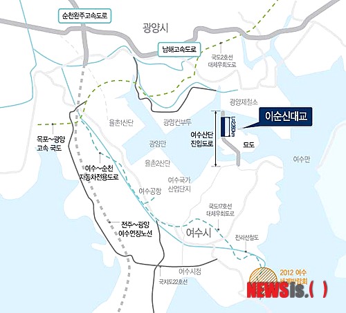 【여수=뉴시스】5월12일 여수 세계박람회 개막을 앞두고 오는 29일 임시 개통하는 세계 4위 초대형 현수교인 이순신대교가 언론에 공개됐다.&nbsp; 이순신대교는 왕복 4차로, 총 다리 길이는 2260m다. 특히 현수교의 크기를 나타내는 주탑과 주탑 사이의 거리 즉 주경간장 길이가 1545m에 달한다.&nbsp; 이는 일본 아카시대교(1991m)에 이어 세계에서 4번째로 긴 현수교량이다.(그래픽 = 대림산업 제공)&nbsp; photo@newsis.com