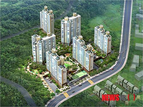 【김천=뉴시스】박홍식 기자 = 김천 대신 코아루가 8일 신음동 모델하우스에서 오픈식을 갖고 417세대의 신개념 아파트 분양에 나설 계획이다. 사진은 2014년 8월 완공될 예정인 아파트 조감도. (사진=대신코아루 제공)&nbsp;&nbsp; photo@newsis.com&nbsp;&nbsp;&nbsp; 