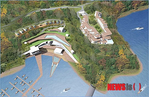 【창원=뉴시스】김해연 기자 = 경남도는 17일 도정회의실에서 우람개발㈜ 및 우람종합건설㈜과 '통영 리조트개발 사업을 위한 양해각서(MOU)'를 체결했다. 사진은 통영시 산양읍 연화리 일원에 조성될 통영리조트의 조감도. (사진=경남도 제공)&nbsp;&nbsp; photo@newsis.com