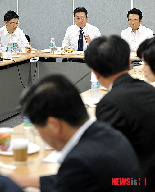 【서울=뉴시스】홍찬선 기자 = 김우찬 고려대 교수가 14일 오전 서울 새누리당 여의도 연구소에서 열린 경제민주화실천모임에서 발제를 하고 있다.&nbsp; mania@newsis.com