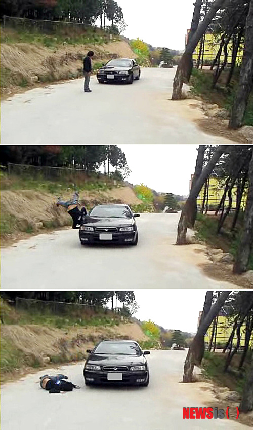 【부산=뉴시스】하경민 기자 = 군 입대를 피하기 위해 고의 교통사고를 내 신체를 손상시킨 뒤 허위 진단서를 발급받아 병무청에 제출한 20대 2명이 경찰에 적발됐다. 부산 연제경찰서는 12일 이모(22)씨를 병역법 위반 혐의로 구속하고, 구치소에 수감 중인 고모(26)씨를 불구속 입건했다. 사진은 이들이 고의 교통사고를 내는 장면은 담은 영상. (사진=부산경찰청 제공) yulnetphoto@newsis.com