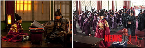 【서울=뉴시스】박영주 기자 = 이병헌(42) 주연 영화 '광해, 왕이 된 남자'(감독 추창민)가 개봉 38일 만에 한국영화 사상 7번째로 1000만 관객을 돌파했다. 2009년 '해운대'(감독 윤제균) 이후 2년 동안 잠잠하던 1000만 관객 영화는 '도둑들'(감독 최동훈)에 이어 올해 들어서만 두 번째다.&nbsp; 21일 영화진흥위원회 영화관입장권 통합전산망에 따르면 '광해, 왕이된 남자'는 20일 하루 618개관에서 2925번 상영돼 22만1229명을 모았다. 누적관객 1004만1566명이다. 개봉 8일 만에 200만, 18일 만에 500만 명을 모으더니 31일 만에 900만을 넘어섰다.&nbsp; '광해'는 왕을 둘러싼 권력 다툼과 당쟁으로 혼란이 극에 달한 조선 15대 왕 광해군 8년을 배경으로 했다. 자신의 목숨을 노리는 자들에 대한 분노와 두려움으로 점점 난폭해지는 왕 '광해'(이병헌)가 도승지 '허균'(류승룡)에게 자신의 대역을 찾을 것을 지시하면서 시작된다. 갑작스레 의식을 잃고 쓰러진 왕 '광해'를 대신해 왕의 자리에 오른 만담꾼 '하선'(이병헌)이 벌이는 15일 간의 정치담이다.&nbsp; '광해'는 누구나 한번쯤 들어봤을 법한 똑같은 얼굴을 가진 왕과 거지라는 쉬운 소재를 택했다. 여기에 폭군과 선왕, 역사적 해석이 엇갈리는 조선의 광해군을 끌어들였다. 선왕으로 평가받던 때 조선을 통치한 것은 '하선'이라는 상상을 구현했다.&nbsp; '하선'은 '광해' 자리에 앉으면서 낯선 환경에 당황해하는 모습으로 웃음을 자아낸다. 매화틀에 앉아서 변을 보는 장면에서 "경축 드리옵니다"는 궁녀들의 말에 어쩔 줄 몰라 하고 세숫물을 한 번에 들이키는 등 우스꽝스러운 '하선'은 관객들에게 친근하게 다가온다.&nbsp; 또 밖으로만 도는 '광해'와 달리 '하선'이 궁녀와 중전, 주위사람을 챙기는 모습에 대리만족하며 호감을 품게 된다. 독이 든 단팥죽을 대신 먹고 피를 흘리며 죽어가는 '사월이'(심은경)를 맨발로 안고 의원에게 달려가는 모습, 자신의 정체를 의심하며 칼을 들이밀던 '도부장'(김인권)이 자결하려고 할 때 칼을 돌려주며 "네가 칼을 뽑아 내 목에 겨눈 것을 탓하려는 것이 아니다. 네가 살아야 내가 산다"고 말하는 장면 등이 보기다.&nbsp; 카리스마 넘치는 모습으로 '하선'의 가짜 왕 행세를 지휘하는 '허균'과의 무거울 수 있는 에피소드도 소소한 웃음거리로 가볍게 풀어낸 것도 흥행성공을 거들었다.&nbsp; 이병헌과 류승룡(42)의 연기도 몰입도를 높였다. 이병헌은 이 영화로 데뷔 20년 만에 첫 사극, 첫 1인2역을 소화했다. 근엄한 왕과 경박스러운 천민 사이를 잘 조율했다. '광해' 따로 '하선' 따로는 물론 '하선'이 연기하는 '광해'간 균형을 잘 맞춰 영리하게 연기했다.&nbsp; 추창민(46) 감독의 "이병헌은 내가 생각한 왕 그 자체였다"는 평가는 '광해'를 본 관객이라면 수긍할 수 있다.&nbsp; 영화 '내 아내의 모든 것'(감독 민규동)에서 보여준 카사노바 '성기'의 코미디를 벗어던진 류승룡의 연기도 관객들을 사로잡았다. "이번 영화에서는 모든 코미디 요소를 이병헌에게 양보했다. 내 역할은 받아주는 것뿐이었다. 코미디에 대한 욕심은 없었다. 엉뚱한 이병헌의 행동과 진지한 내 행동에서도 자연스럽게 웃음이 나올 것"이라는 계산에 따라 시종 진지함을 유지하면서도 이병헌과 앙상블을 통해 큰 웃음을 자아냈다.&nbsp; '광해'를 따르는 충신, 제대로 정치를 하고 싶어 하는 왕이 된 '하선'의 태도에 혼란스러워하면서도 결국 지지해주는 '허균'의 모습을 넘치지 않게 보여줬다.&nbsp; '하선'이 올바른 정치를 할 수 있도록 묵묵히 내조한 '조내관' 장광(60), 깨끗하고 사랑스럽지만 끝내 죽음을 맞이하는 비운의 궁녀 '사월이' 심은경(18), 코미디를 벗고 진지한 정극으로 관객들의 눈물샘을 자극한 '도부장' 김인권(34)의 연기도 안정적이었다.&nbsp; 경쟁작들도 없었다. 할리우드 기대작 '본 시리즈'의 속편 '본 레거시'(감독 토니 길로이)는 일찌감치 나가 떨어졌고, 액션과 드라마에서 제자리를 못 잡은 '간첩'(감독 우민호)과 극과 극으로 평가가 엇갈리는 호러 코미디 '점쟁이들'(감독 신정원)도 '광해'를 따라잡기에는 역부족이었다.&nbsp; 12월19일 제18대 대통령 선거도 긍정적으로 작용했다.&nbsp; '하선'은 "있는 자가 더 많은 세금을 내라"는 대동법을 내세우며 벼슬아치들의 목소리를 두려워하지 않은 채 잘못된 것은 꾸짖고 바로잡는다. 정치 근처에는 가보지 못한 천민도 아는 '기본이자 상식'인 얘기에 관객들은 시원함을 느끼고 공감한다.&nbsp; 야권 대선후보들의 관람도 이어졌다. 9일 무소속 안철수(50) 후보는 "약자를 대하는 지도자의 진정성이 어떠해야 하는지를 생각했다"고 말했다. 민주통합당 문재인(59) 후보는 12일 5분 가까이 눈물을 흘렸다는 얘기가 전해지며 '대선 전 꼭 봐야 하는 영화'로 재평가 받았다.&nbsp; 동시에 메이저 배급사의 상영관 장악에 따른 독과점 논란은 '광해'로 인해 한층 가열됐다.&nbsp; 9월20일 개봉 예정이던 '광해'는 갑작스레 개봉일을 1주 앞당겨 9월13일부터 관객들을 맞았다. 이병헌이 할리우드 영화 '레드2'(감독 딘 패리소트) 촬영 차 캐나다 몬트리얼로 출국한다는 것이 명분이었다. 주연배우 없이 10일 정도 홍보, 마케팅을 벌이는 것은 무리라는 것이 배급사 CJ엔터테인먼트의 해명이었지만 9월 초 개봉작들이 모조리 직격탄을 맞고 간판을 내려야 했다.&nbsp; 상영관 수에서도 경쟁작들을 압도했다. 689개관으로 시작한 '광해'는 10월1일 기준 1000개가 넘는 상영관을 확보해 26.1%의 스크린 점유율을 보였다. 베니스 국제영화제 황금사자상을 수상한 김기덕(52) 감독의 '피에타'가 153개로 출발한 것에 비하면 불공정 게임의 극치다.&nbsp; 김 감독은 "멀티플렉스의 극장을 한 두 영화가 독점하고 있고 동시대를 사는 영화인들이 만든 작은 영화들이 상영기회를 얻지 못하고 평가도 받기 전에 사장되고 있다"고 멀티플렉스 배급형태를 지적했지만 공허한 외침이었다.&nbsp; 1000만 관객 돌파 가능성이 높아질 때쯤 CGV는 쌍둥이 가족이나 이름에 '광' 또는 '해'가 들어가는 관객에게 동반 1인 무료티켓을 주는 1+1 이벤트를 내놓았다. 배급사가 아닌 CGV가 기획한 행사였지만 같은 CJ그룹 계열사이기에 '무리한 1000만 관객 만들기'라는 비난을 자초했다.&nbsp; 한편, '도둑들'에 이어 '광해'까지 1000만 관객을 넘기며 한국영화 관객수는 올해 8867만6991명으로 늘어났다. 영진위는 연말까지 한국영화 관람객이 1억명을 넘을 것으로 예상하고 있다.&nbsp; gogogirl@newsis.com