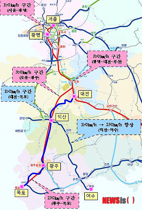 【전주=뉴시스】권철암 기자 = 28일 최진호 전북도의회 의장은 호남고속철도 KTX 대전권 경유 요구에 대해 반대하는 성명을 발표했다. 사진은 신설 호남선 KTX와 기존 철도 노선도. (사진=전라북도의회 제공)&nbsp; photo@newsis.com 