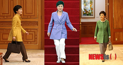 【서울=뉴시스】왼쪽부터 지난 4월29일 청와대 수석비서관회의에 참석하는 박근혜 대통령, 5월10일 첫 미국 순방을 마치고 성남 서울공항으로 귀국한 박 대통령, 5월13일 수석비서관회의에 참석하는 박 대통령. (사진=뉴시스DB, 청와대 제공)&nbsp; photo@newsis.com