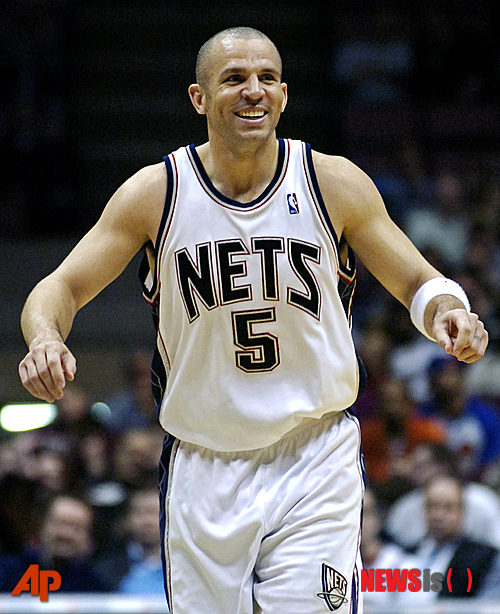 FILE - In this April 13, 2007, file photo, then-New Jersey Nets' Jason Kidd reacts during an NBA basketball game in East Rutherford, N.J. The Brooklyn Nets hired Jason Kidd as their coach Wednesday, June 12, 2013, bringing the former star back to the franchise he led to its greatest NBA success. (AP Photo/Bill Kostroun, File)
