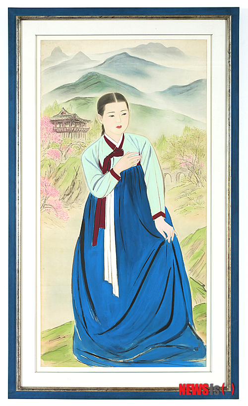 【천안=뉴시스】이종익 기자 = 충남 천안의 신세계백화점 충청점은 29일부터 7월7일까지 운보 김기창의 대표화법 '바보산수'를 포함한 60여점의 작품 전시회를 개최한다. 그림은 이번에 전시 될 운보 김기창의 '미인도' 2013.06.27. (사진=신세계백화점 제공)&nbsp; photo@newsis.com