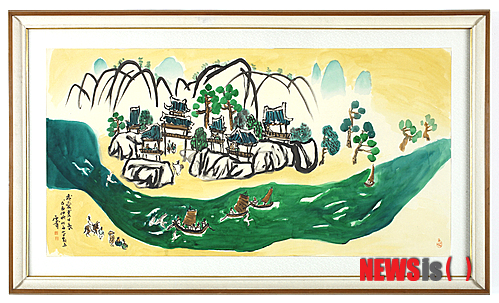 【천안=뉴시스】이종익 기자 = 충남 천안의 신세계백화점 충청점은 29일부터 7월7일까지 운보 김기창의 대표화법 '바보산수'를 포함한 60여점의 작품 전시회를 개최한다. 그림은 이번에 전시 될 운보 김기창의 '바보산수(한강)' 2013.06.27. (사진=신세계백화점 제공)&nbsp; photo@newsis.com