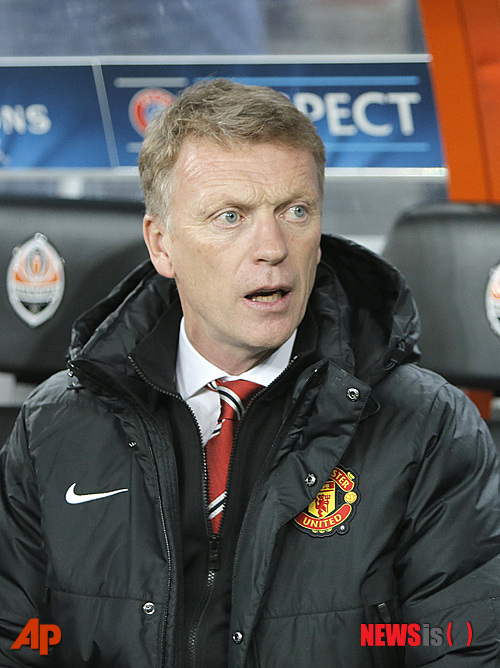 【서울=뉴시스】EPL 맨체스터 유나이티드 데이비드 모예스 감독. 사진은 10월2일(현지시간) 우크라이나 돈바스아레나에서 열린 '2013-2014 UEFA 챔피언스리그 조별리그' 2차전 맨유 대 우크라이나 샤흐타르 도네츠크의 경기. 이날 양팀 대결은 1-1 무승부로 끝났다.