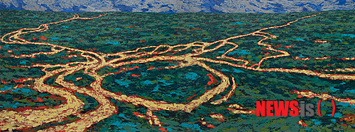 【서울=뉴시스】‘지평선’(518×194㎝, 캔버스에 아크릴릭, 2013)