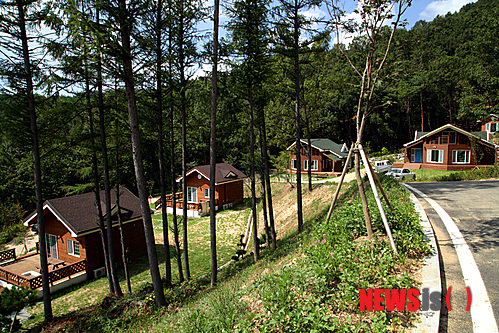 【논산=뉴시스】권교용 기자 = 21일 충남 논산시 양촌면 남산리 산12-4번지 일원에 조성, 지난 9월에 개장한 체류형 관광 자연휴양림인 양촌자연휴양림이 방문객들의 발길이 이어지면서 새로운 명소로 떠오르고 있다. 2013. 11. 21. (사진=논산시청 제공)&nbsp; ggy0119@newsis.com