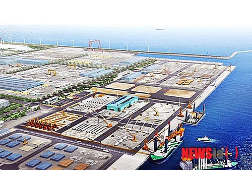 【군산=뉴시스】고석중 기자 = 군산항 7부두에 조성될 해상풍력지원 항만시설 조감도