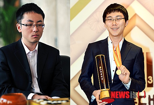 【서울=뉴시스】중국의 스웨(왼쪽) 9단이 2014년 1월 세계 바둑 랭킹 1위에 올랐다. 한국의 박정환 9단은 2위다.