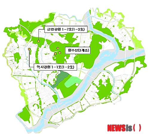 ▲ 세종시 원수산 단풍나무숲 시민 휴식공간 조성 위치도.