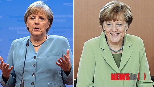 【베를린·브뤼셀=AP/뉴시스】앙겔라 메르켈(59) 독일 총리가 채식 위주의 식사로 지난 1월 이후 10㎏의 몸무게를 감량한 것으로 알려져 화제가 되고 있다. 독일 일간지 빌트는 지난 6일(현지시간) 총리 측근의 말을 이용해 메르켈 총리가 작년 12월 말 스키를 타다 골반에 금이 가는 부상을 당하고 나서 의사들의 권유에 따라 다이어트 식사를 해왔다면서 전했다. 지난 2012년 5월24일 벨기에 브뤼셀에서 열린 유럽연합 정상회담에 참가한 모습(왼쪽)과 7일 독일 베를린의 내각회의장에 도착하는 모습. 2014.05.08