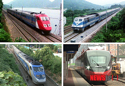 【서울=뉴시스】고승민 기자 = 1974년부터 운행돼 온 새마을호가 신형 열차로 교체된다.&nbsp; 코레일은 9일 국내기술로 제작된 최신형 'ITX-새마을' 열차 23개 편성을 12일부터 순차적으로 투입, 운행한다고 밝혔다. ITX-새마을은 고속 운행시 안전성과 승차감을 높였으며, 다양한 편의시설이 확충됐다. 사진은 7~80년대 새마을호 열차(위)와 기존 새마을호(아래 왼쪽)와 신형 ITX-새마을호 열차 모습. 그동안 새마을호 열차가 어떻게 변모했는지 알 수 있다. 2014.05.09. (사진=코레일 제공 영상 캡쳐)&nbsp; photo@newsis.com