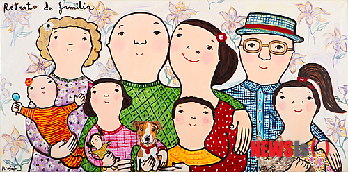 【서울=뉴시스】에바 알머슨 '가족 초상t' (97×195㎝, 캔버스에 유화, 2014)