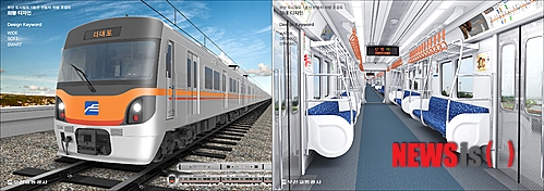 【부산=뉴시스】제갈수만 기자 = 부산교통공사는 다대포 연장 1호선에 투입될 신조 전동차 6개 편성(48량)의 차량디자인을 선정해 2일 공개했다. 2014.06.02. (사진=부산교통공사 제공)&nbsp; photo@newsis.com 