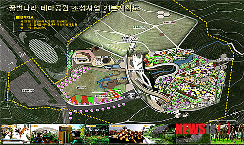 【경북=뉴시스】최창현 기자 = 낙공강 칠곡보 주변에 벌과 꿀을 테마로 한 꿀벌나라 테마공원 조성될 전망이다. 경북도는 칠곡군 석적읍 중지리 일대에 꿀벌과 인간의 조우, 상생을 테마로 하는 '꿀벌나라 테마공원조성사업'기본계획을 수립했다고 29일 밝혔다. 사진은 꿀벌나라 테마공원 계획도. (사진=경북도 제공) 2014.06.29&nbsp; chc@newsis.com