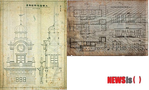 【서울=뉴시스】대한의원(사진 왼쪽)과 경성제국대학 건축도면 원본.2014.09.23.(사진 = 국가기록원 제공)&nbsp;&nbsp; photo@newsis.com