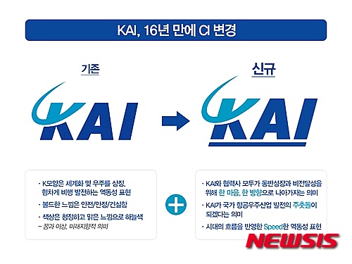 【서울=뉴시스】 한국항공우주산업(KAI)이 창사 16년 만에 처음으로 '기업 이미지(CI)'를 변경했다. 사진은 변경한 CI. 2015.07.29 (사진 = KAI 제공) photo@newsis.com