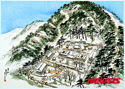 【수원=뉴시스】김경호 기자= 경기도미술관 특별기획전에서 선보이는 이호신의 '화산 용주사의 겨울'.