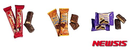 【서울=뉴시스】운동 전후 카페인이 든 초콜릿바를 먹으면 좋다. 왼쪽부터 씨즈캔디의 ‘넛앤츄바’, ‘피넛 브리틀바’, ‘월넛 스퀘어바’.