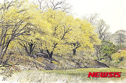 【서울=뉴시스】오용길, 봄의 기운-182×122cm,화선지에 수묵담채, 2013