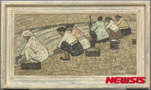 【서울=뉴시스】2007년 5월 서울옥션 경매에서 45억2000만원에 낙찰된 박수근의 '빨래터'. 국내 경매 사상 최고가를 기록한 이 작품값은 아직까지 깨지지 않고 있다.