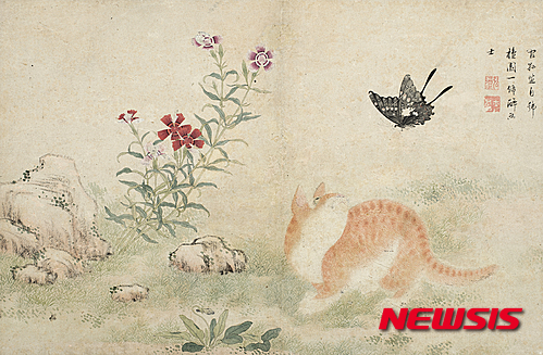 【서울=뉴시스】김홍도 '황묘농접'