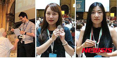 【서울=뉴시스】유희연 기자 = 왼쪽부터 2011년 실시간속기 파리대회 2위 김봉철 속기사, 2015년 헝가리대회 2위 손정아 속기사와 3위 최기예 속기사. 모두 CAS속기사라는 공통점이 있다. 김봉철, 최기예씨는 자막방송 속기사다.&nbsp; lovely_jh@newsis.com 