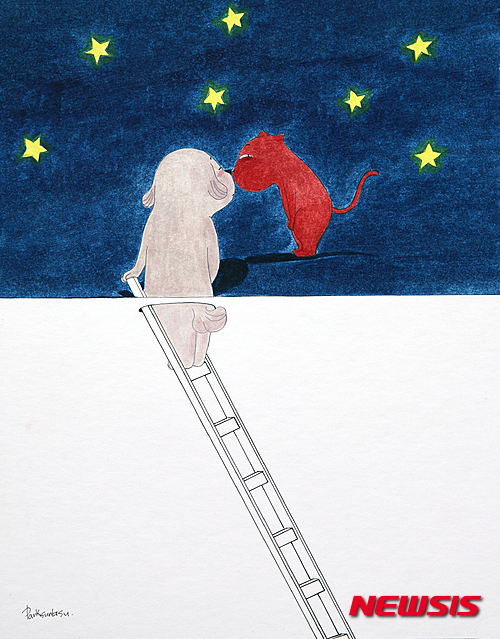 【서울=뉴시스】'서로 다른 우리, 별에서 온 그대' 30.2×24㎝, 종이에 펜과 유채