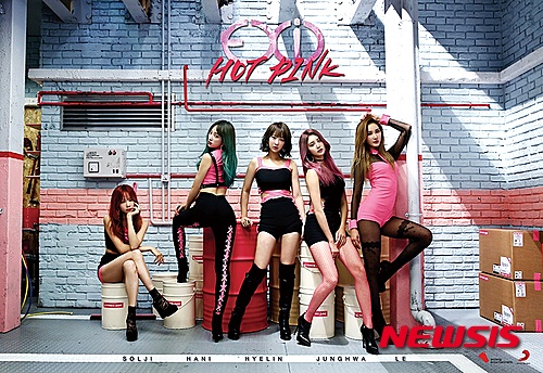 【서울=뉴시스】조인우 기자 = '위아래'로 오랜 무명을 깨고 그 유명한 역주행 신화를 이뤘고, '아 예'로 굳히기를 마쳤다. 지금부터가 더욱 중요하다.&nbsp; 18일 새 디지털 싱글 '핫 핑크'로 7개월 만에 컴백한 그룹 'EXID'는 단순히 히트곡 두 곡을 가진 '대세'에 그치느냐, 완벽하게 자리를 잡고 롱런하느냐의 기점에 섰다.&nbsp; "심각하게 부담감이 있었어요. '아 예'할 때보다 더요. 세 번째 곡까지 대박이 나면 입지를 다질 수 있다고 하잖아요. 이번 곡이 그 차례가 된 거잖아요."(정화)&nbsp; '핫 핑크'는 겉모습만 보고 판단하는 상대에게 아직 나의 매력을 다 보여주지 않았으니 잘 보라는 메시지를 담은 곡이다. EXID에게는 아직도 보여줄 게 많다고 대중에게 던진 출사표인 셈이다.&nbsp; EXID와 오래 호흡을 맞춘 프로듀서 신사동호랭이의 전두 지휘 아래 범이낭이와 멤버 LE가 작곡했다. 타악기 아고고와 중독성 강한 사운드가 돋보이는 곡으로 LE의 귀를 사로잡는 래핑, 탄탄하게 중심을 잡는 솔지의 보컬, 하니의 독특한 음색, 혜린·정화의 숨겨진 가창력까지 드러내며 드라마틱하게 전개된다.&nbsp; 기본적으로 1970~80년대 아날로그 악기로 편곡된 사운드로 '옛날 힙합'의 느낌을 표현했다. 줄여 말하면 '복고'라고도 할 수 있지만 과거 '원더걸스'나 '티아라'류는 아니다.&nbsp; "1990년대 미국의 올드스쿨 힙합 곡이에요. 많이들 생각하는 복고는 아니고 옛날에 유행하던 힙합 느낌이 많이 나요"(LE), "제 친구들한테 들려줬는데, '위아래' '아예'랑 많이 다르긴 한데 EXID 노래 같다고 다들 그랬어요."(하니)&nbsp; 비슷한 느낌의 무대의상과 머리스타일을 고수했던 멤버들의 화려한 스타일링도 눈여겨 볼 만하다. LE는 밝은 갈색, 하니는 초록색, 솔지는 빨간색, 정화는 핑크색, 혜린은 애시 계열로 염모했다.&nbsp; "데뷔 이래 제일 많이 힘 준 것 같아요. 지금까지는 통일성이 중시된 느낌이었다면 이번에는 멤버의 개성이나 매력을 살리고 부각시킨 스타일링을 해 봤어요."(하니)&nbsp; '위아래' '아 예'로 연타 히트를 기록한 뒤 EXID는 공백기였지만 멤버들은 TV 드라마와 예능 프로그램 출연, 공연 등으로 쉴 틈이 없었다. 당연히 신곡을 준비할 수 있는 시간도 넉넉하지 않았다.&nbsp; "준비 시간이 그리 길지도 않고 부족했지만 저희가 다들 준비가 완벽하게 돼 있어야 자신 있게 할 수 있는 성격이거든요. 그만큼 열심히 준비했어요"(정화), "기대하셔도 좋을 것 같아요!"(하니)&nbsp; EXID는 음원 발매와 함께 18일 MBC뮤직 '쇼챔피언'을 시작으로 본격적인 활동에 나선다.&nbsp; join@newsis.com 