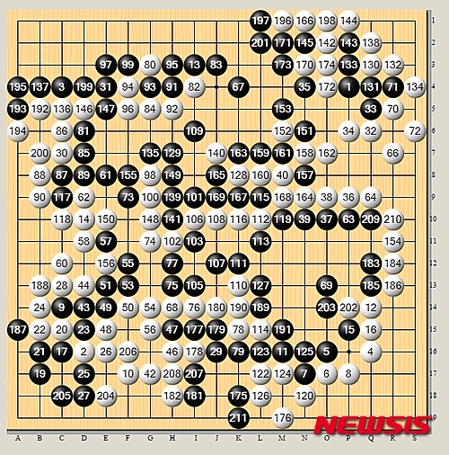 【서울=뉴시스】이세돌 9단 대 알파고 제2국 기보 (한국기원)
