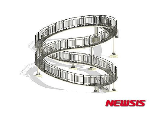 경남 하동군 옛 섬진교 교명주 자리에 설치될 뫼비우스 계단 모습.