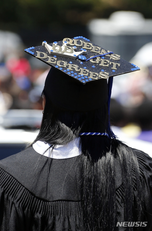 [잭슨=AP/뉴시스] 2016년 미국 미시시피주의 잭슨주립대 학생이 졸업식날 학사모를 쓴 모습. 2020.6.19.