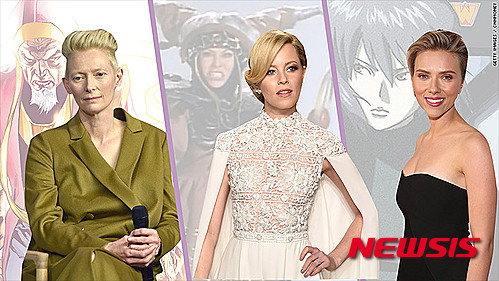 【서울=뉴시스】왼쪽부터 영화배우 틸다 스윈튼, 엘리자베스 뱅크스, 스칼렛 요한슨. (사진출처: CNN) 2016.05.04. 