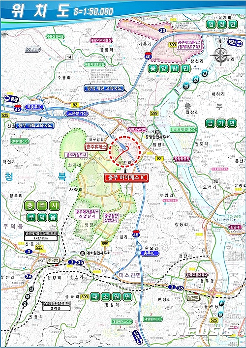  【충주=뉴시스】강신욱 기자 = 한국도로공사는 2018년에 중부내륙고속도로 충주 하이패스 전용 나들목을 준공할 계획이다. 사진은 충주 하이패스 나들목 위치도. 2016.06.08. (사진=한국도로공사 제공)&nbsp; photo@newsis.com