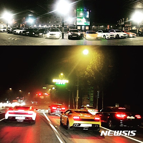 【서울=뉴시스】김현섭 기자 = 인천공항고속도로, 춘천간고속도로 등에서 차량 사이를 지그재그로 운전하는 속칭 '칼치기'를 하는 등 상습적으로 위험 운전을 한 인터넷 레이싱 모임 'GLG(Gold Lady&Guy)' 회원들이 경찰에 붙잡혔다. (사진 제공=서울 서부경찰서) 2016.6.8 