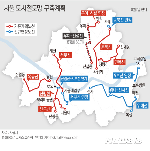 【서울=뉴시스】서울시 경전철 추진현황. 자료:서울시