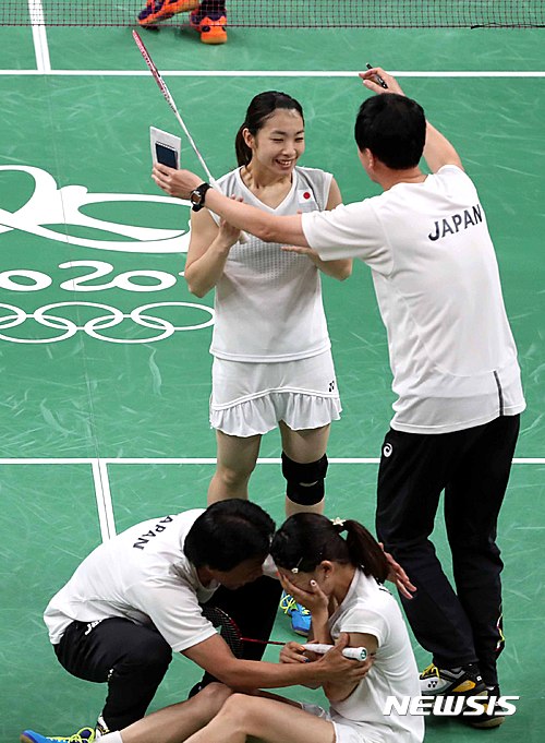 【리우데자네이루=뉴시스】 박주봉(오른쪽) 일본 배드민턴 대표팀 감독