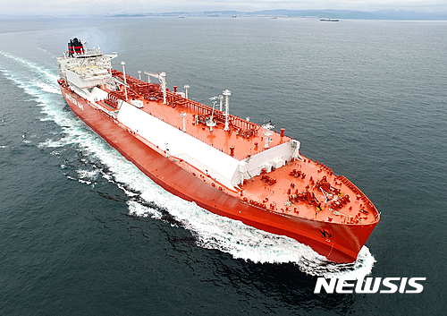 현대중공업의 고성능 가스처리시스템을 탑재한 17만6000㎥급 LNG운반선. 사진제공=현대중공업 