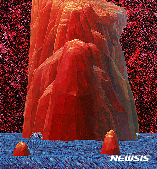 【서울=뉴시스】 안두진, 오렌지 스톤 Orange stone, 140x130cm, Oil and acrylic on canvas, 2016