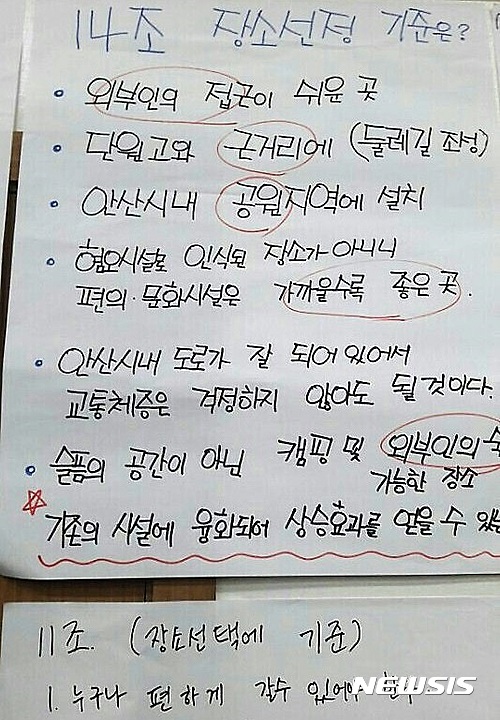 【안산=뉴시스】 = 4·16 세월호참사 경기 안산시추모사업협의회는 10일 안산시청 대회의실에서 4·16안전공원 조성을 위한 토론회를 열었다. 행사에 참가한 학생, 시민 등 안산시민기획단 240여 명은 조별로 토론한 내용을 대형 종이에 적어 공유했다. 2016.12.10. (사진=뉴시스DB) photo@newsis.com