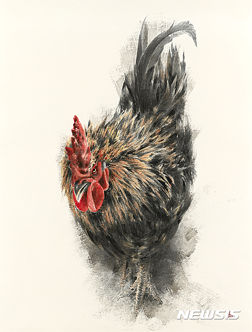 【서울=뉴시스】이상원 대자연_닭_10 한지위에 먹과 유화물감 