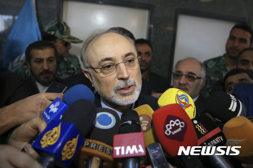 【테헤란=AP/뉴시스】이란의 핵협상 책임자였던 알리 악바르 살레이 원자력기구 대표가 18일 유엔의 아마노 유키아 국제원자력기구 사무총장과 만난 뒤 기자들에게 브리핑하고 있다. 2016. 12. 18.&nbsp; 